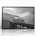 Large abstract wall art depicting California's Big Sur in muted earth tones on a framed acrylic print.