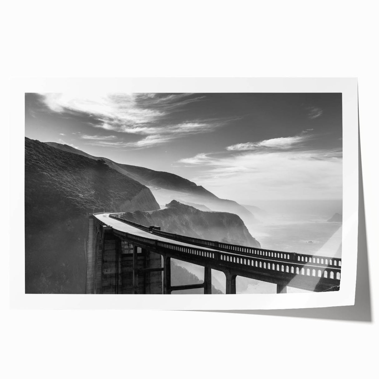Big Sur scenic coastline print on rolled canvas featuring vibrant blue and green tones, ideal for art wall dining room.