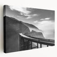 Large canvas print of Big Sur coastline in muted green and blue tones, suitable for kitchen wall art.
