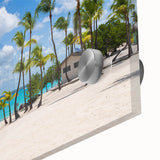 Large abstract wall art of Catalina, California in muted earth tones on acrylic glass, ideal for dining room ambiance.