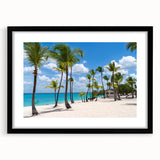 Extra large abstract art print of Catalina, California in vibrant colors on a textured canvas, framed in black.