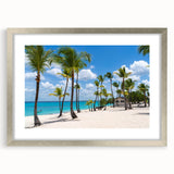 Textured abstract art print of Catalina scenery in muted blue and green tones on a framed canvas, ideal for bedroom art.