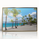 Large art print of Catalina, California scenery in mid-century modernist style, acrylic framed in gold.