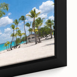 Black wall art depicting Catalina, California scenery on a textured, framed canvas in vibrant colors.