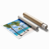 Extra large rolled print of Catalina, California scenery with vibrant floral elements, ideal for classy bathroom wall art.