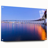 Acrylic print of a large abstract depiction of the Coronado scenery in blue and green tones, ideal for dining room decor.