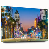 Acrylic print of a large abstract Hollywood, California scenery in vibrant colors, ideal for bedroom or dining room decor.