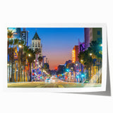 Rolled print of Hollywood, California scenery in soft pastel shades.