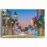 Black and white stretched canvas of the Hollywood, California skyline, ideal for kitchen wall art.