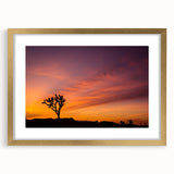 Extra large abstract art print of Joshua Tree, featuring textured brush strokes in earthy tones on a gold-framed canvas.