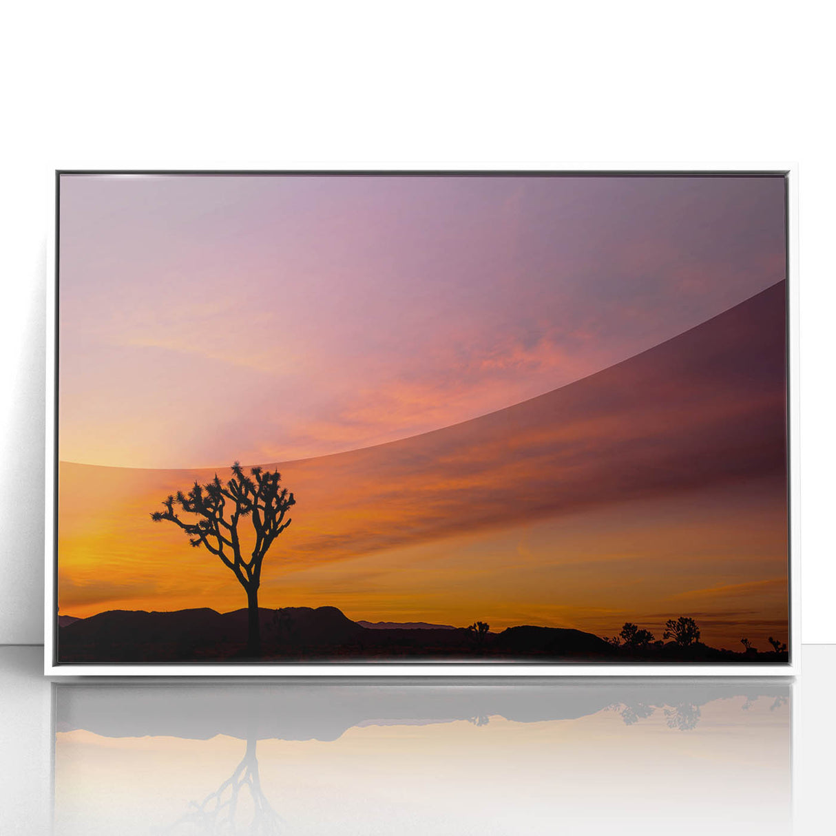 Acrylic print of a Joshua Tree in California, featuring muted earth tones, ideal for modern art wall decor.