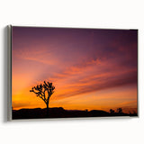 Framed canvas landscape art painting featuring Joshua Tree in muted earth tones.
