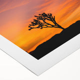 Art deco poster of Joshua Tree landscape in muted earth tones on rolled canvas, suitable for dining room decor.