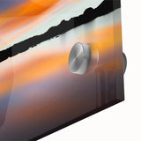 Large abstract wall art of Lake Tahoe in muted blue and green tones on acrylic glass, suitable for dining room ambiance.