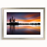 Textured art print of Lake Tahoe with abstract design in cool blue and green tones on a framed silver mat.