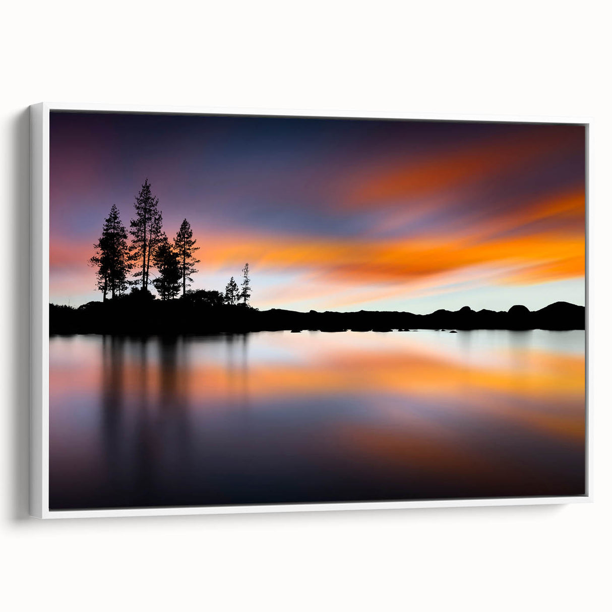 Vintage poster art of Lake Tahoe with vibrant blues and greens on a framed canvas, ideal for living room decor.