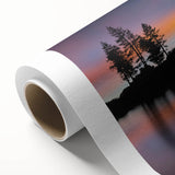 Art deco poster of Lake Tahoe on rolled canvas, featuring serene blue and green tones, ideal for nursery wall art.