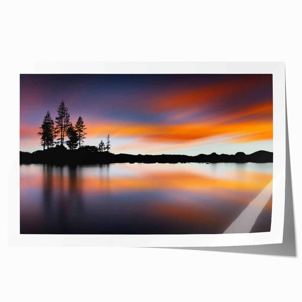 Extra large rolled print of Lake Tahoe with muted blue and green tones, ideal for art wall dining room decor.