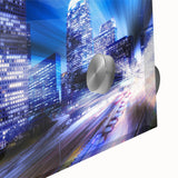 Large abstract depiction of Los Angeles in muted earth tones on acrylic glass, ideal for dining room art.