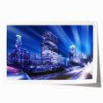 Rolled print of Los Angeles skyline in soft pastel colors, ideal for art wall dining room.