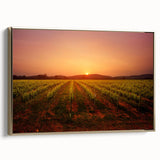 Framed canvas of a vintage-style Napa Valley landscape in muted earth tones, ideal for bedroom wall art.