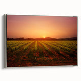 Landscape art painting of Napa Valley with vivid green and blue tones on a framed canvas, ideal for dining room decor.