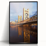 Large abstract wall art of Sacramento skyline in black and white tones on a framed acrylic.