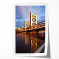 Extra large rolled print depicting Sacramento scenery with vibrant floral elements, ideal for art wall dining room.
