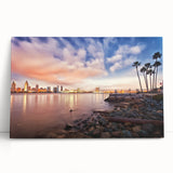 Black and white stretched canvas of San Diego scenery, ideal for kitchen wall art or bedroom ambiance.