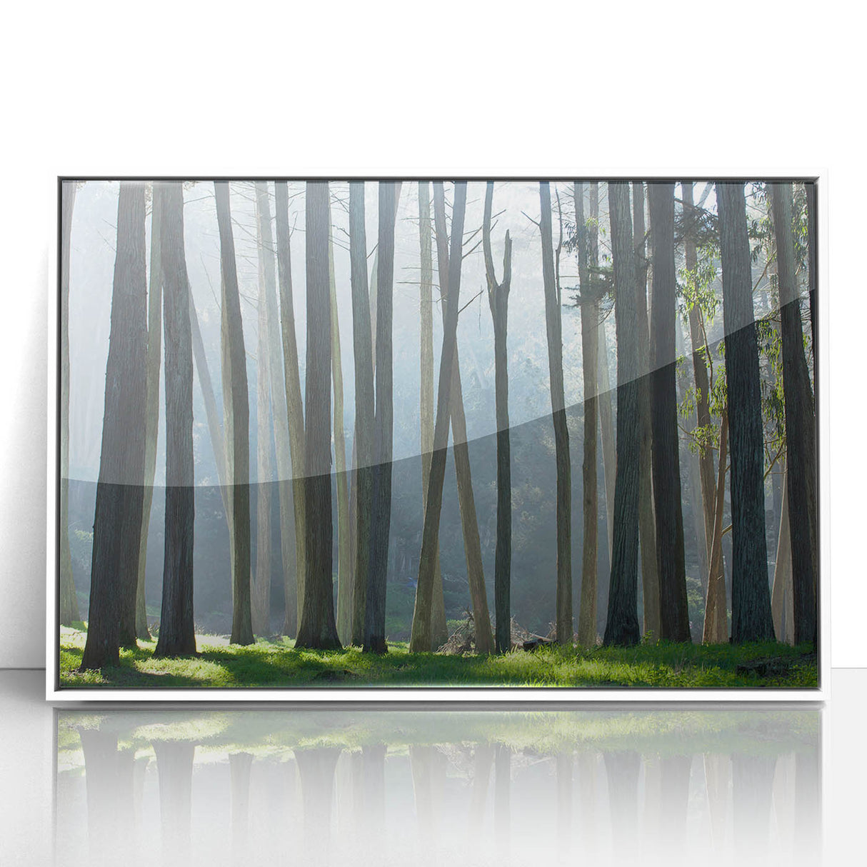 Acrylic print of San Francisco skyline in art deco style with muted colors, ideal for modern art wall decor.