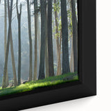 Black wall art featuring a textured, colorful depiction of the San Francisco skyline on a large framed canvas.