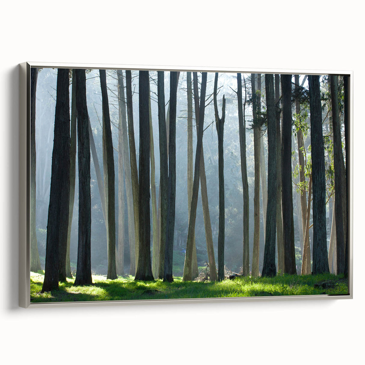 Framed canvas of a vintage-style San Francisco landscape with colorful and black elements, ideal for office decor.
