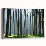 Framed canvas of a vintage-style San Francisco landscape with colorful and black elements, ideal for office decor.