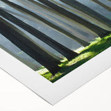 Art Deco poster of San Francisco skyline in muted gray and blue tones on rolled canvas, suitable for dining room wall art.