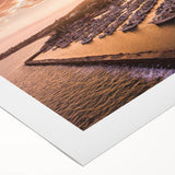 Art deco poster of Santa Barbara scenery in pastel shades on rolled canvas, suitable for dining room wall art.