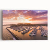 Large black and white photo of Santa Barbara on stretched canvas, ideal for kitchen wall art.