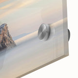 Acrylic print of Santa Cruz landscape with vivid blue and green tones, ideal for dining room decor.