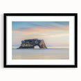Colorful abstract art print of Santa Cruz scenery on textured canvas, framed in black, suitable for large living room walls.