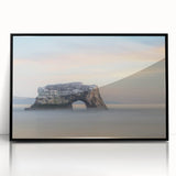 Large abstract wall art depicting Santa Cruz with vibrant blue and green hues on framed acrylic.