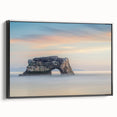 Black and white framed canvas of Santa Cruz landscape, ideal for bedroom wall art in a vintage poster style.