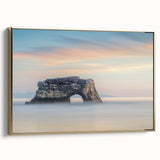 Framed canvas of a vintage-style landscape painting depicting Santa Cruz, featuring muted earth tones.