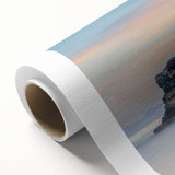 Art deco style poster of Santa Cruz scenery in pastel shades on a rolled canvas, ideal for nursery wall art.