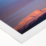 Art deco poster featuring the Sierra Nevada in muted earth tones on a rolled canvas, suitable for dining room decor.