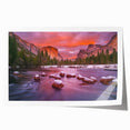 Rolled print of Yosemite landscape in muted earth tones, ideal for art wall dining room.