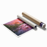 Extra large rolled print of Yosemite scenery with muted green and gray tones, ideal for classy bathroom wall art.