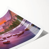 Extra large rolled print of Yosemite scenery with line art flowers in soft earth tones, ideal for large living room wall art.