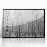Large abstract wall art depicting Colorado Aspen scenery in muted earth tones on a framed acrylic.