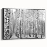 Black and white landscape art painting of Aspen, Colorado on framed canvas, suitable for bedroom wall decor.