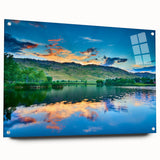 Acrylic print of large abstract wall art depicting Boulder, Colorado, with vibrant earth tones.