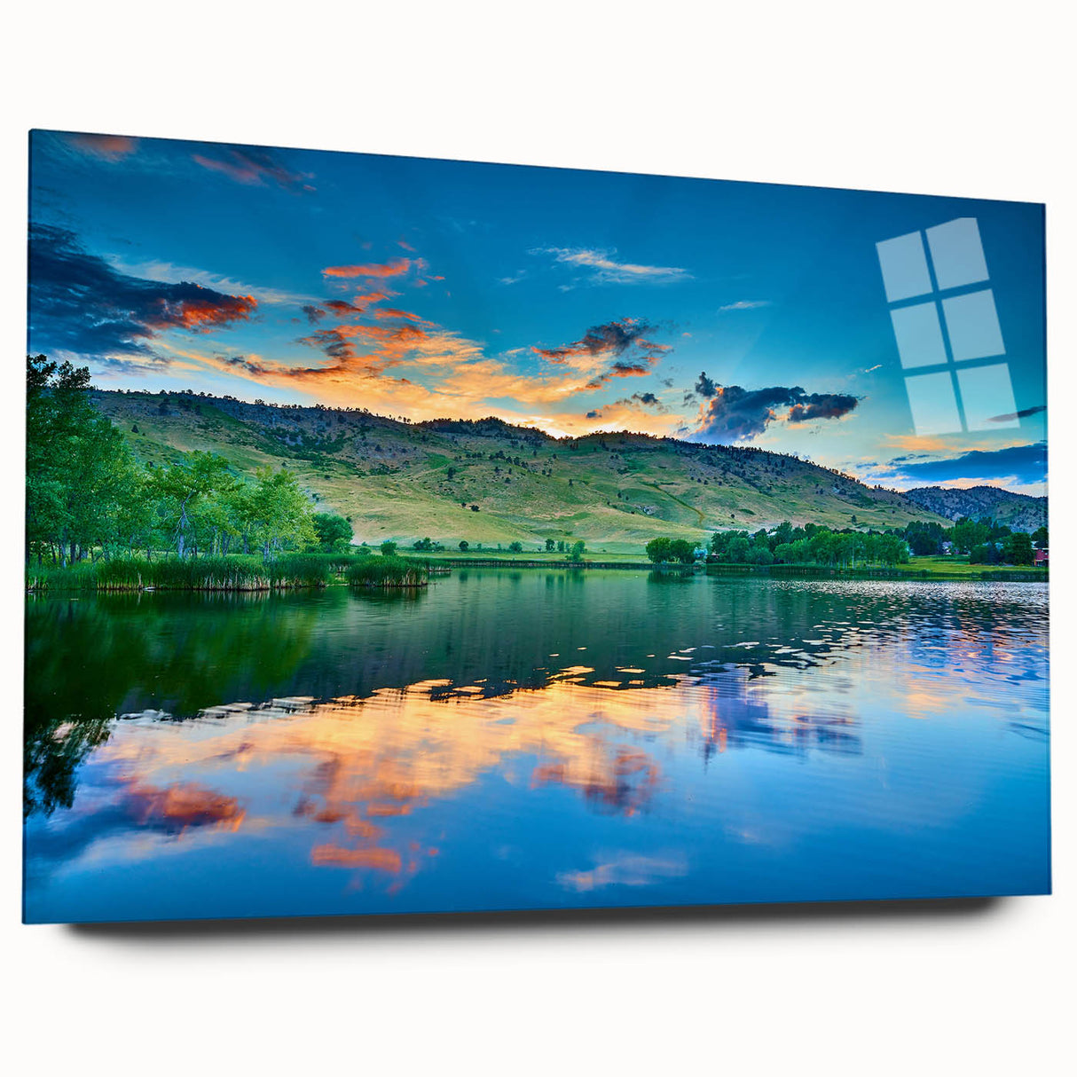Large abstract wall art of Boulder, Colorado landscape in muted earth tones on acrylic glass.